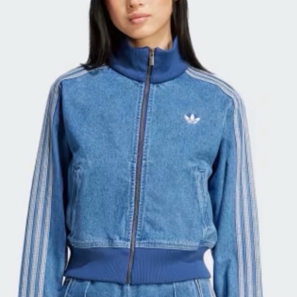 Adidas denim crop denim jacket
